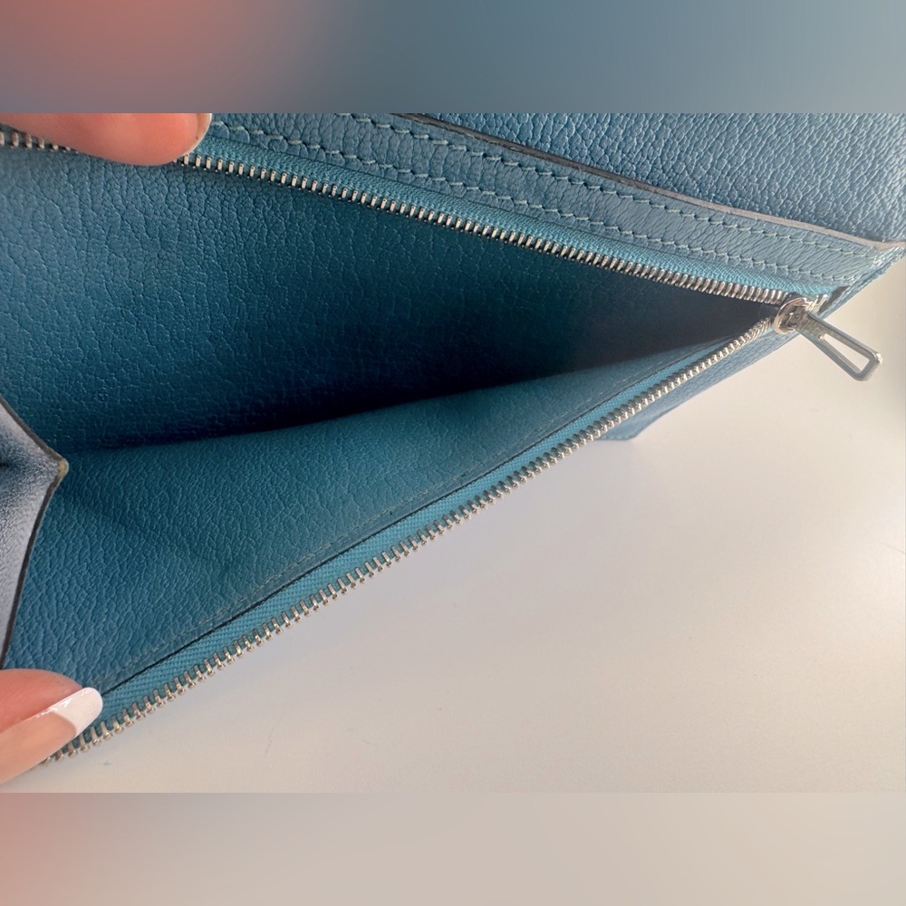 Hermès Béarn Wallet Bleu Paon Epsom Leather Palladium 2007 Hermès wallet AUTH - Picture 8 of 16